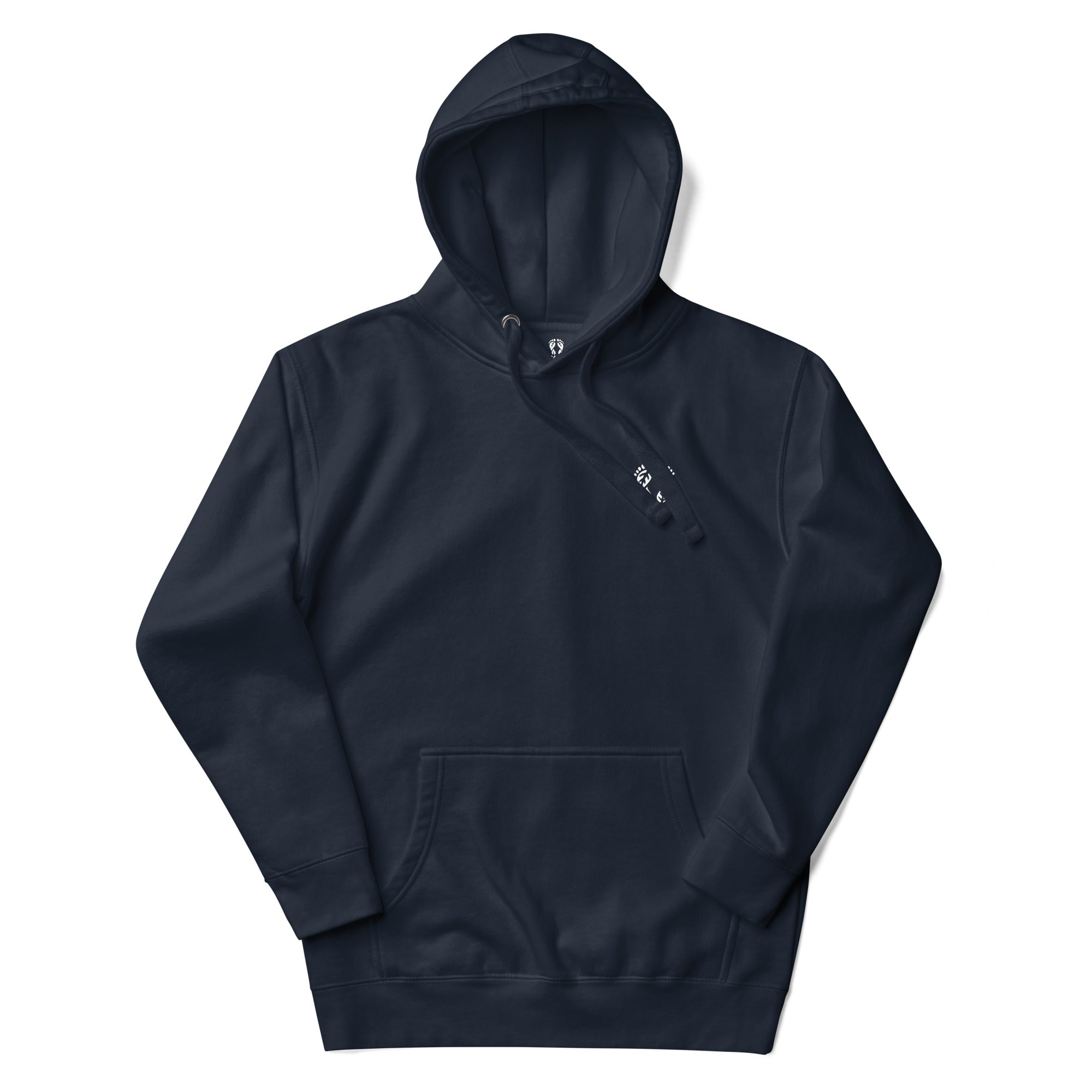 'Natura's Footprints' Navy Blazer Nature Hoodie: Your versatile nature clothing choice for cool-weather adventures.