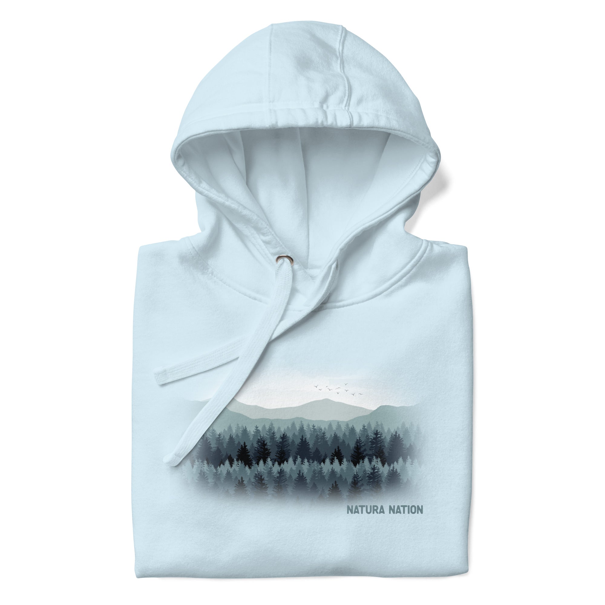 Bright Sky Blue Tree hoodie, your go-to Trees Clothing for an expansive nature feel.