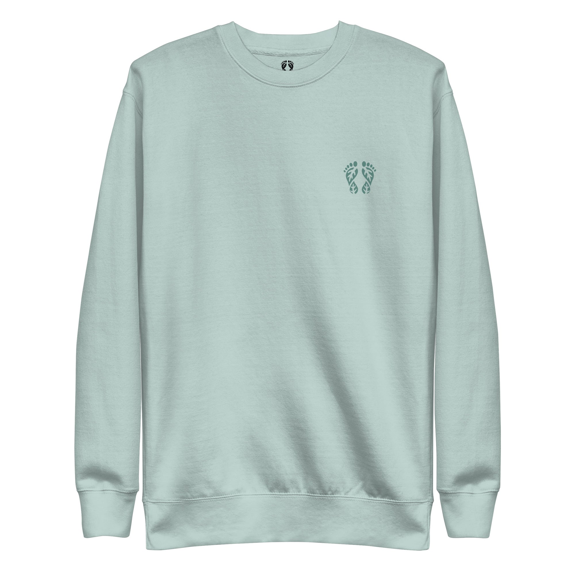 'Natura's Footprints' Agave Nature Sweatshirt: Your clean nature clothing choice for bright outdoor moments.