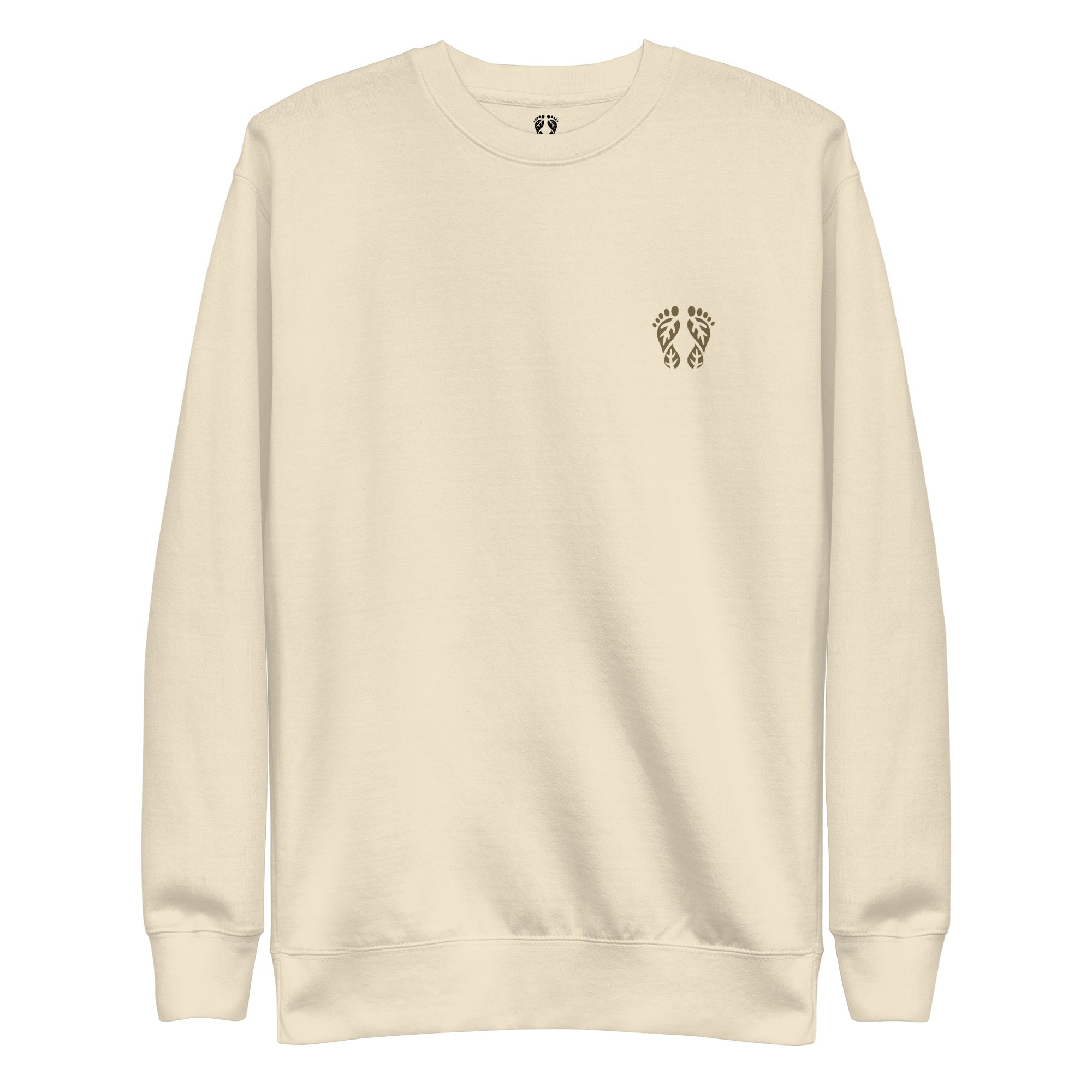 'Natura's Footprints' Bone Nature Sweatshirt: Your soft nature clothing choice for peaceful outdoor enjoyment.

