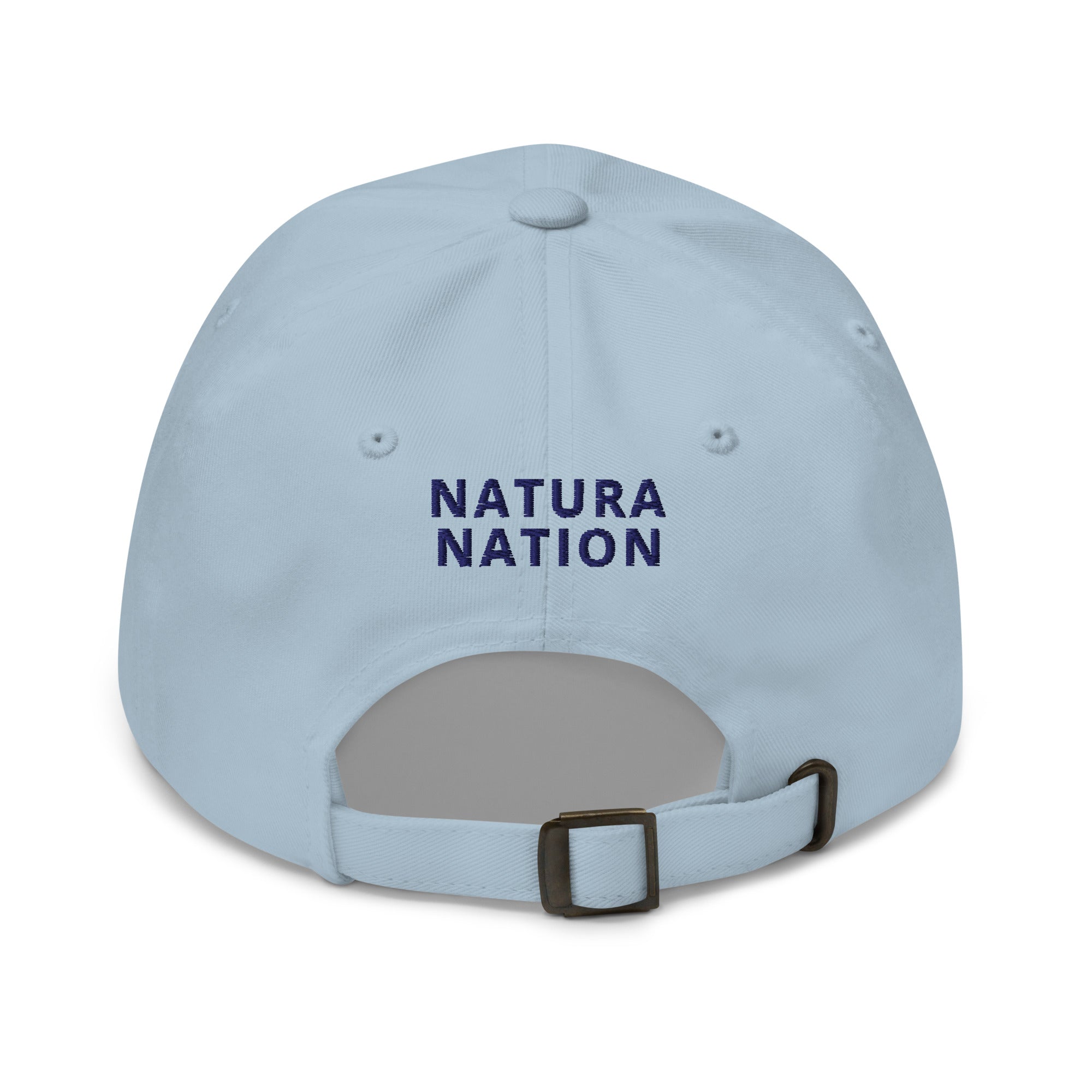 'Natura's Footprints' Light Blue Nature Hat: Your tranquil Nature Dad Hat that reflects open skies. Discover more in our collection of stylish Nature Hats.