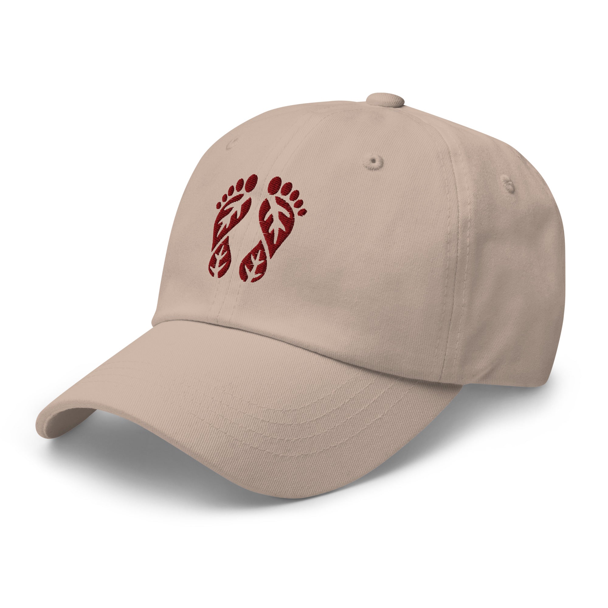 'Natura's Footprints' Stone Nature Hat: Your earthy Nature Dad Hat that blends seamlessly with any natural setting. Part of our essential Nature Hats collection.