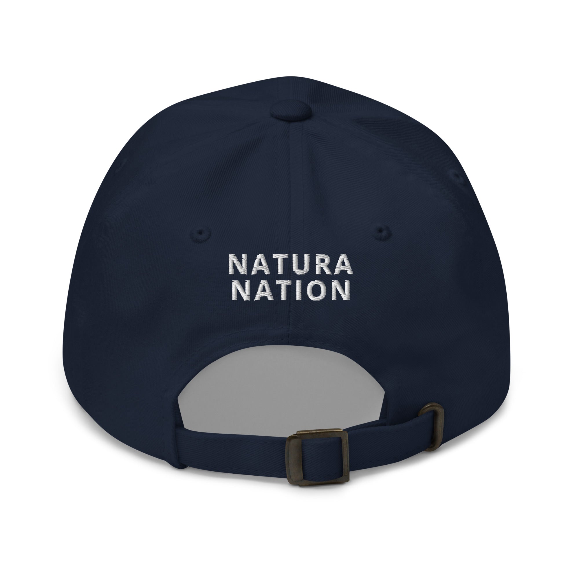 'Natura's Footprints' Navy Nature Hat: A versatile nature dad hat for all your adventures. Find it in our collection of quality Nature Hats.