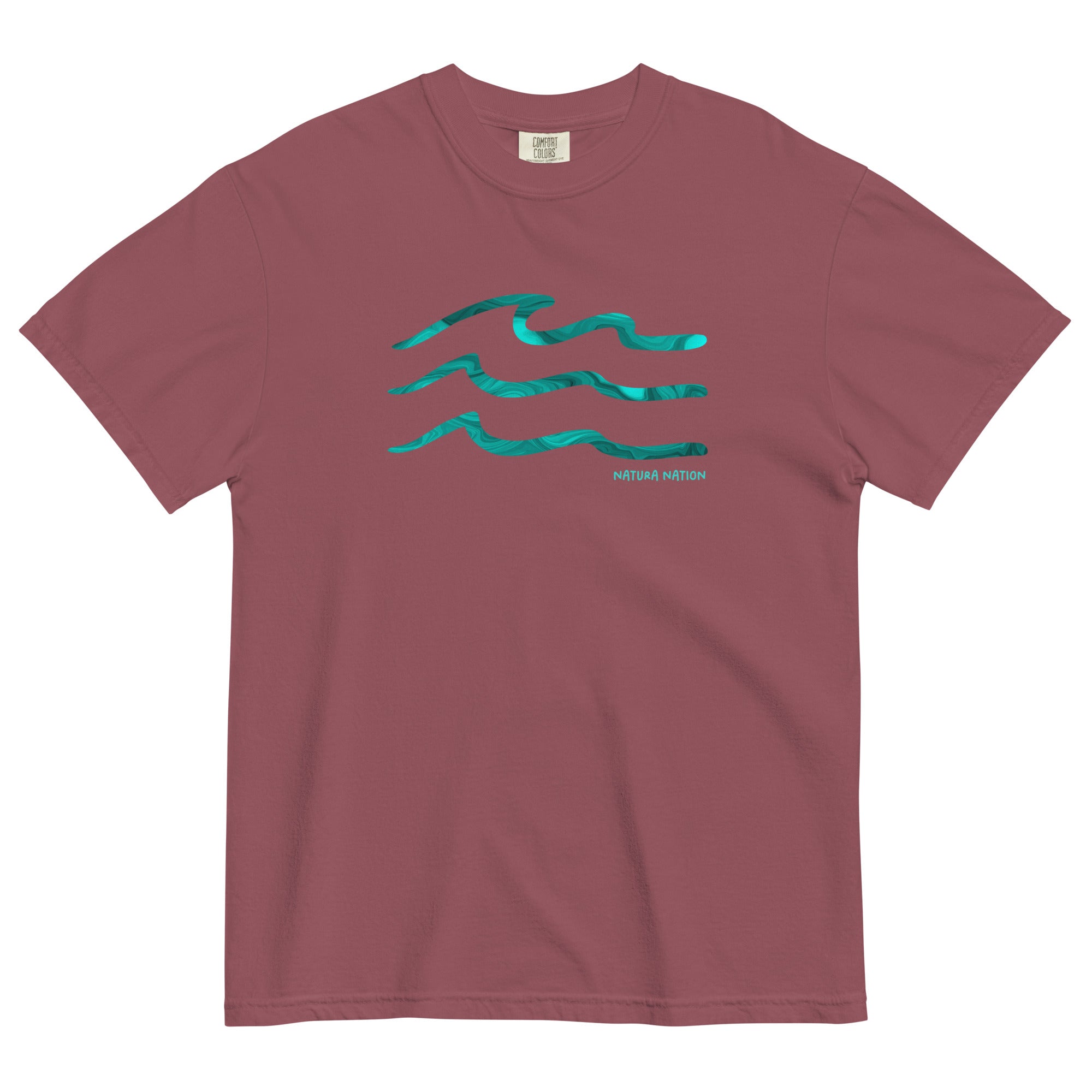 'Serenity Waves' Brick Nature T-Shirt: Your unique Nature Clothing choice for a touch of rustic charm.