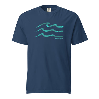 True Navy Ocean T-Shirt featuring the 'Serenity Waves' design. A deep Ocean Clothing piece for calm waters.
