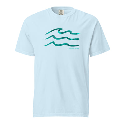 Chambray Ocean T-Shirt featuring the 'Serenity Waves' design. This light Ocean Clothing is perfect for breezy coastal days.