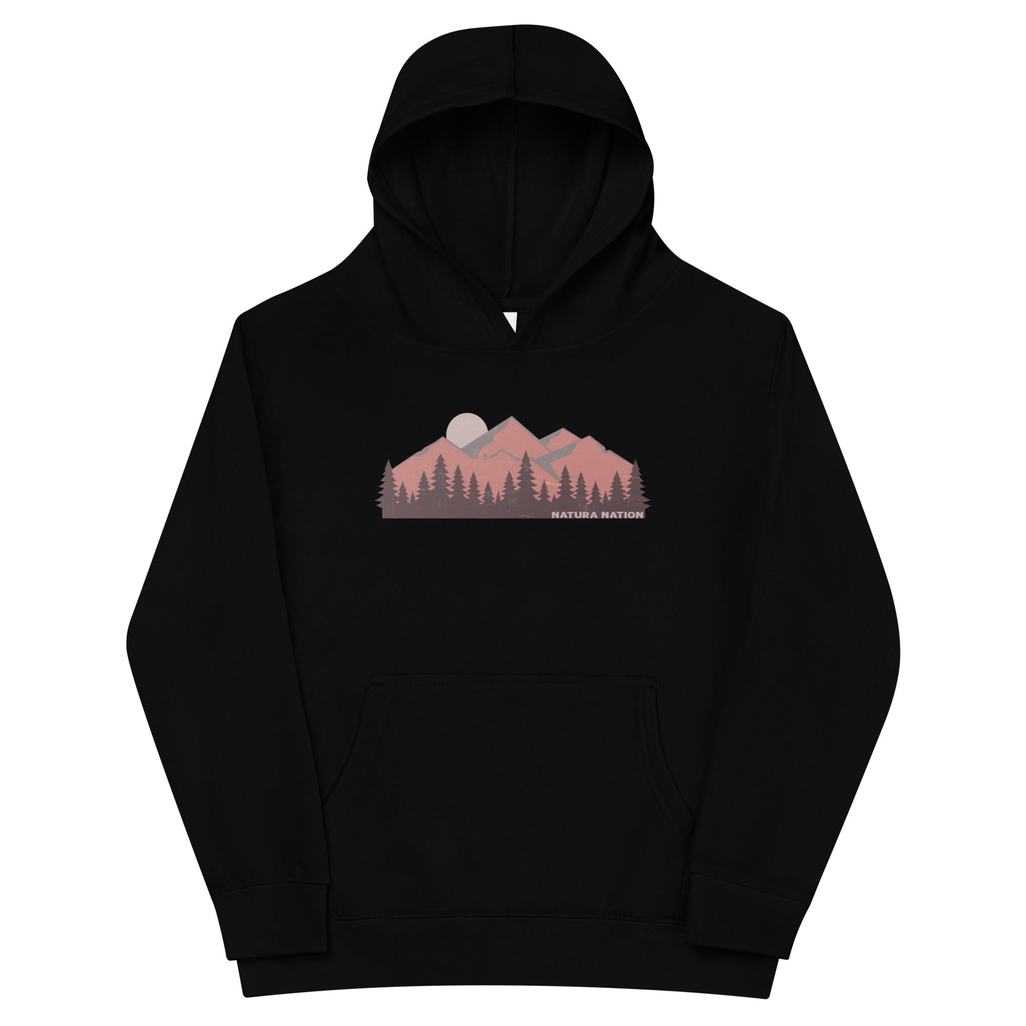 Teen mountain hoodie with a nature summit graphic for youth and kids who love hiking.