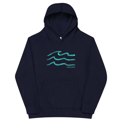 Youth ocean hoodie with a rolling wave design on the front for kids who love the sea.