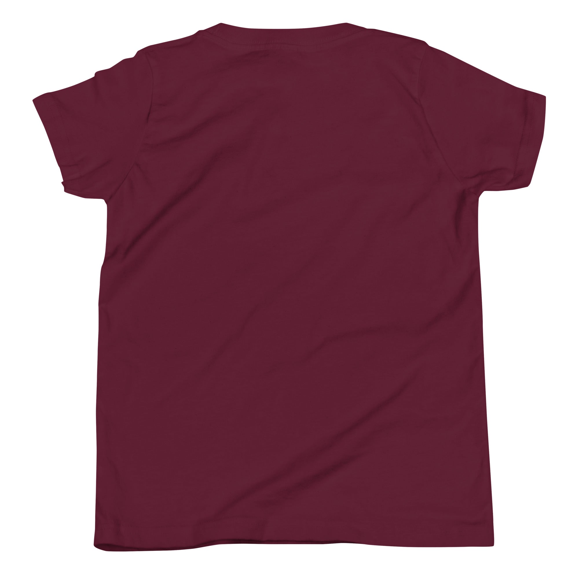 Kids mountain peaks t-shirt, plain back view.