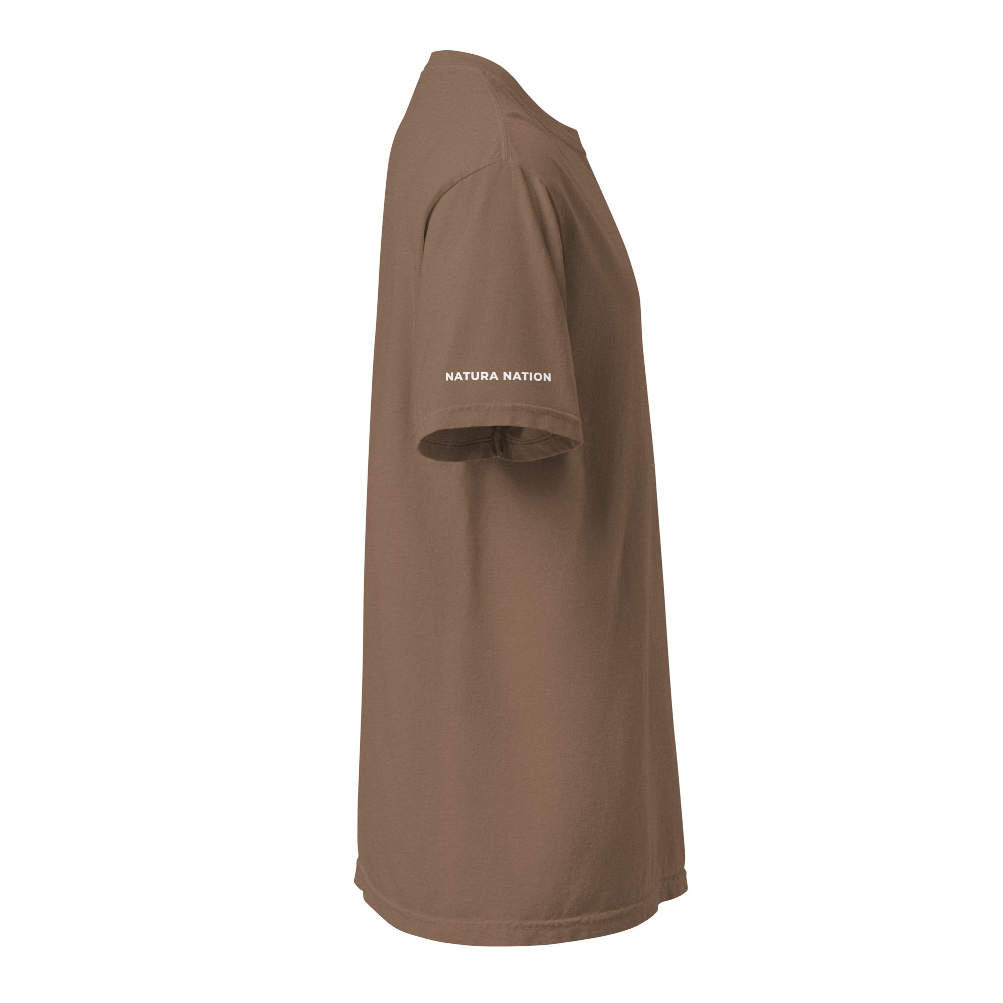 'Natura's Footprints' Espresso Nature T-Shirt: Your warm Nature Clothing choice for cozy outdoor relaxation.