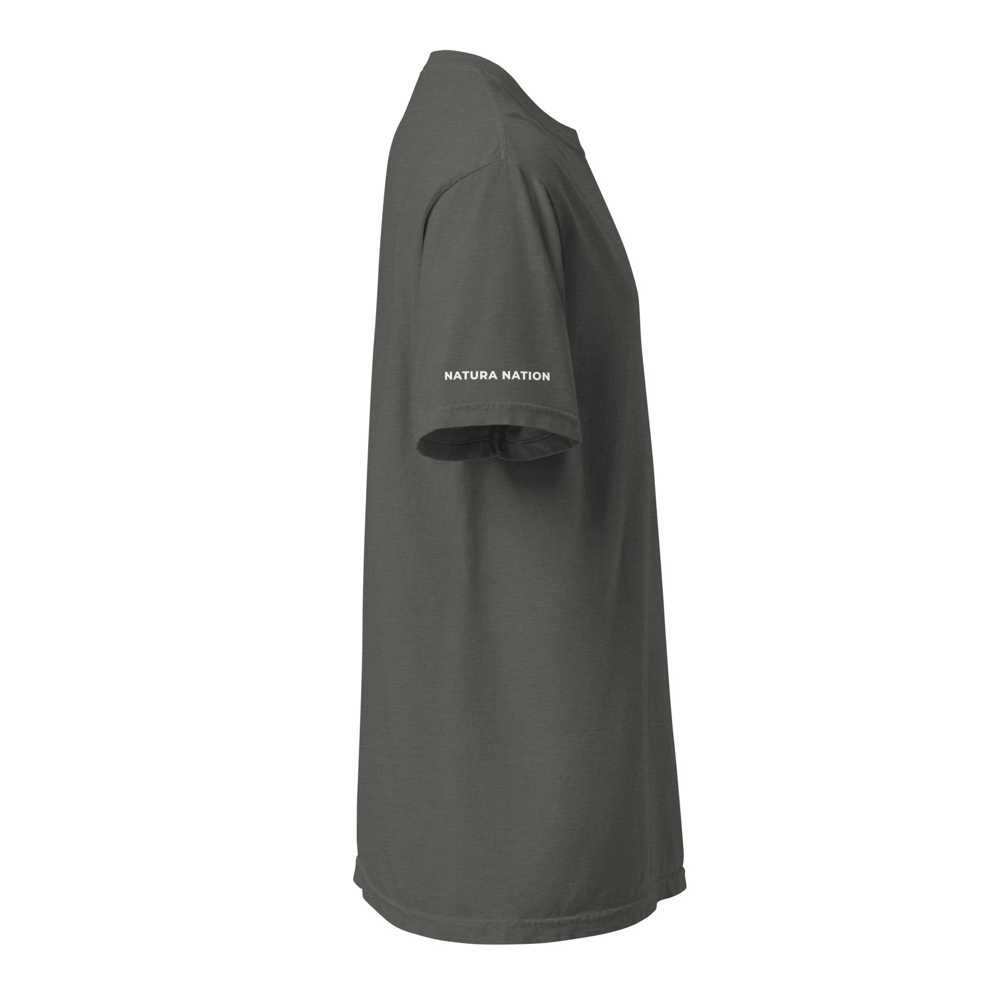 'Natura's Footprints' Pepper Nature T-Shirt: Your distinctive Nature Clothing choice for authentic outdoor style.