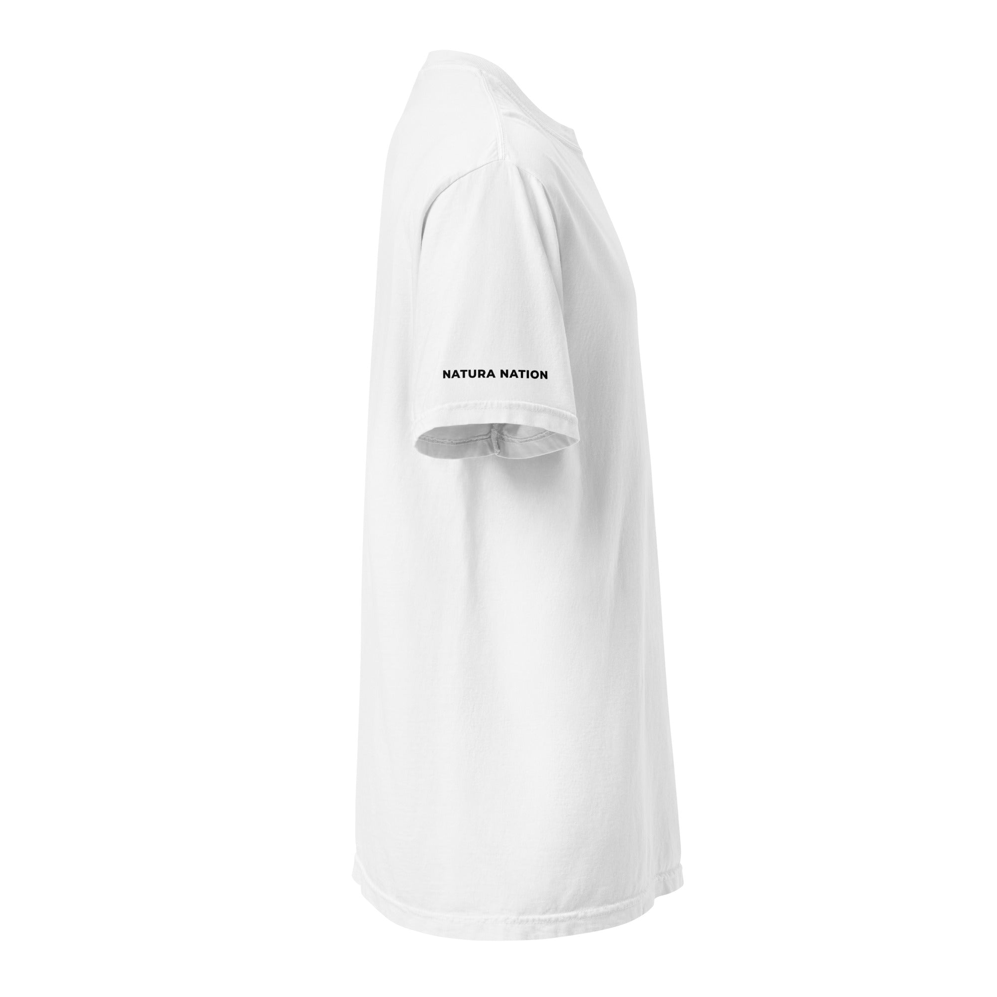 'Natura's Footprints' White Nature T-Shirt: Your clean Nature Clothing choice for bright outdoor moments.