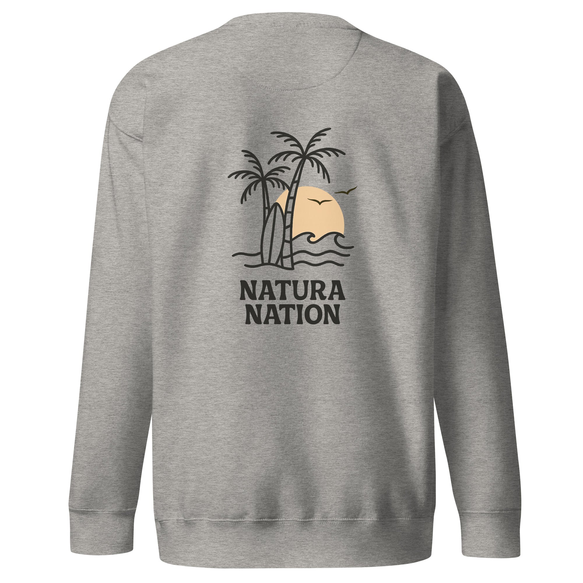 Carbon Grey Ocean Sweatshirt with the 'Tropical Dreams' design. A versatile Ocean Clothing piece for everyday comfort.