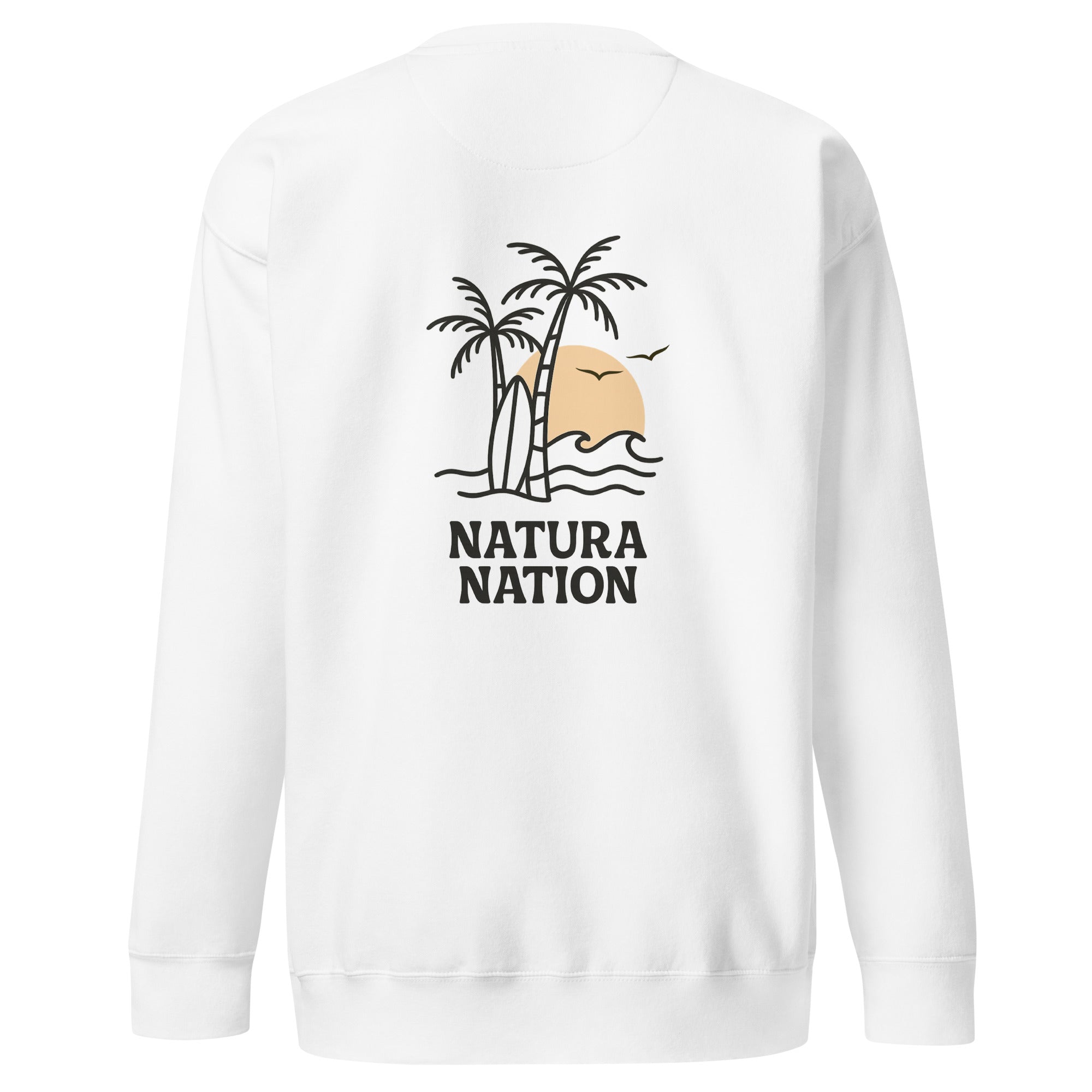 'Tropical Dreams' White Nature Sweatshirt: Your crisp Nature Clothing choice for breezy seaside comfort.
