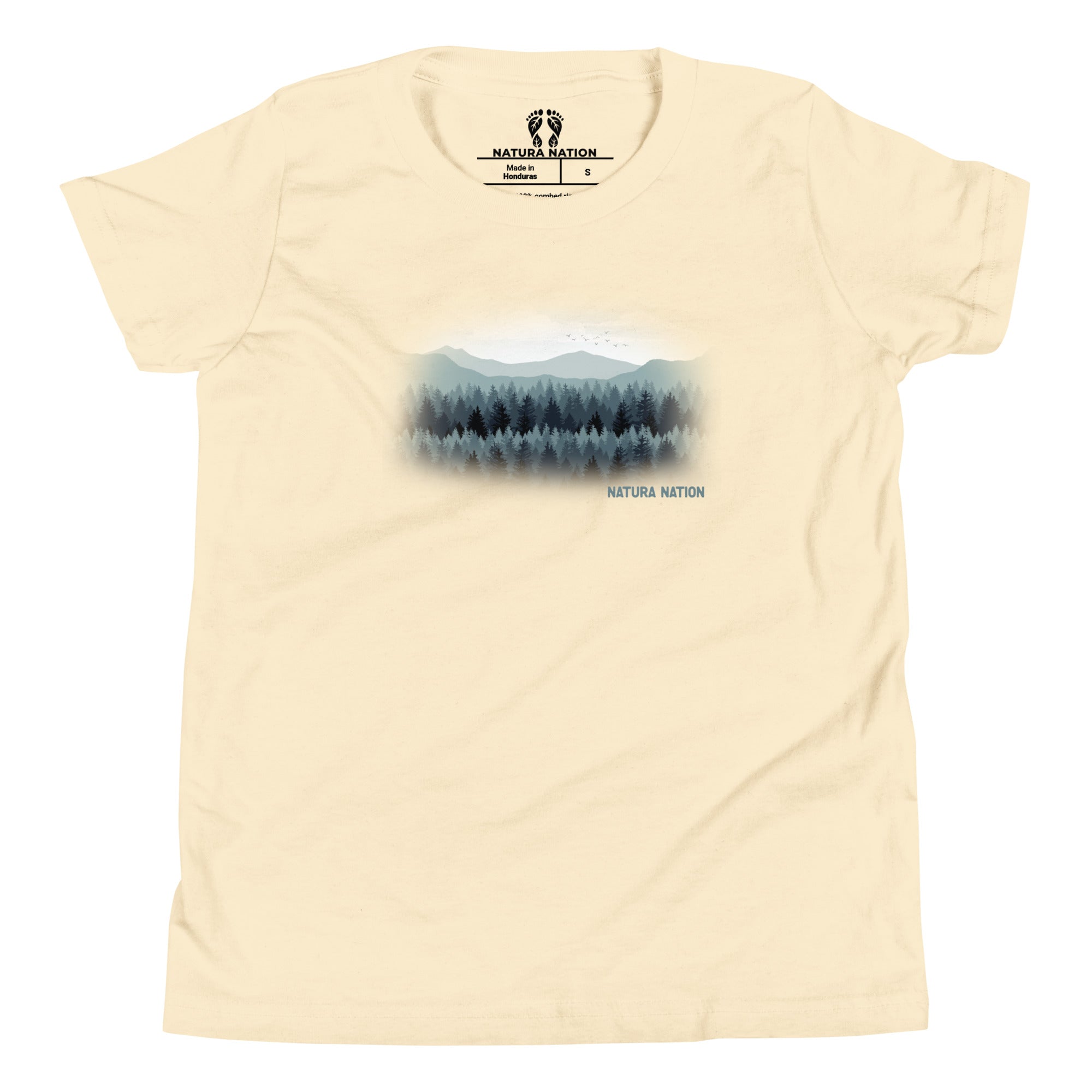 Shirt for teenage guys with a mountain graphic.