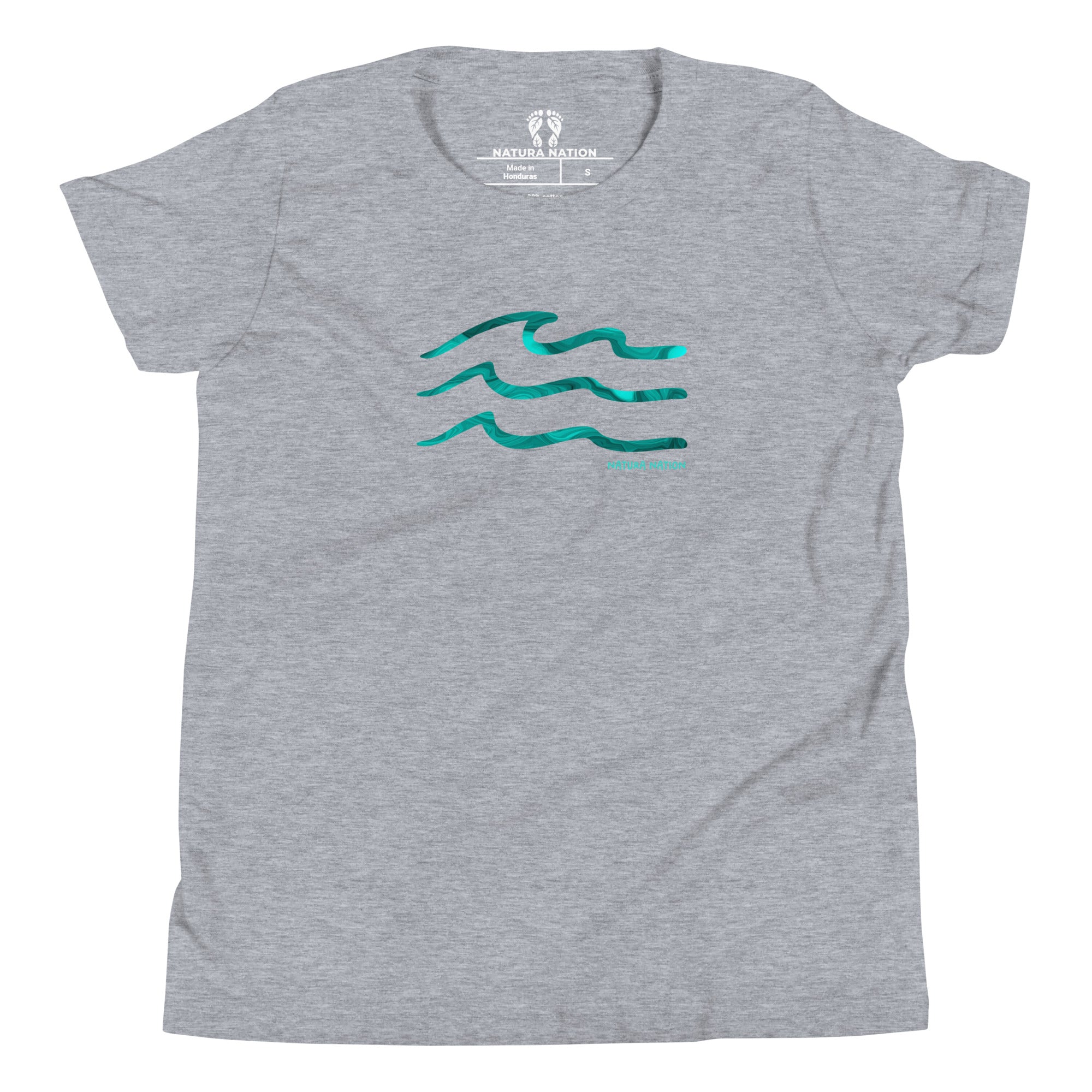 Youth graphic t-shirt with a beach wave design.