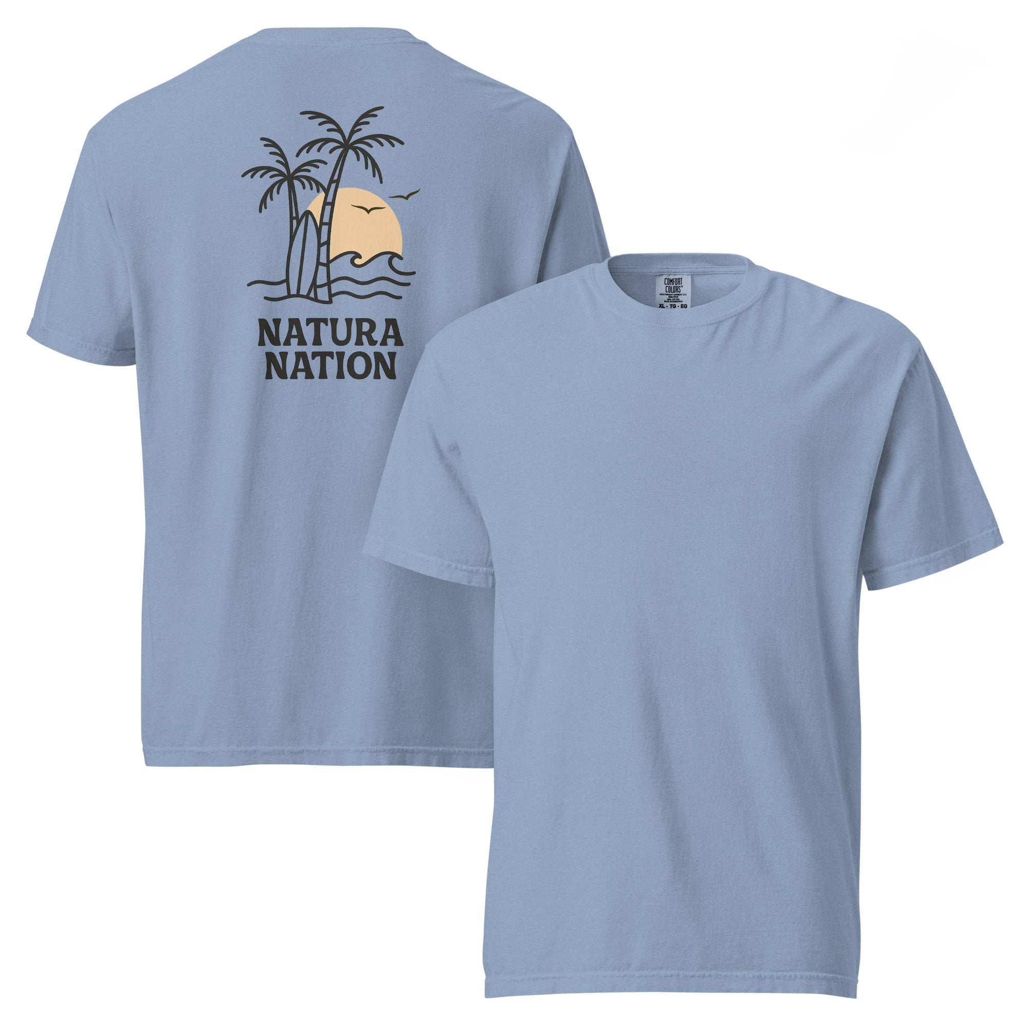 'Tropical Dreams' Washed Denim Nature Shirt: Your relaxed Nature T-Shirt choice for easygoing beach days.