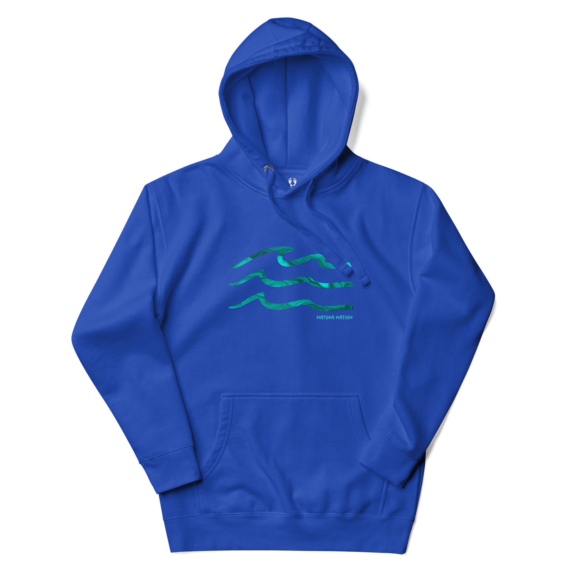 'Serenity Waves' Team Royal Nature Hoodie: Your bold Nature Clothing choice for dynamic seaside adventures.