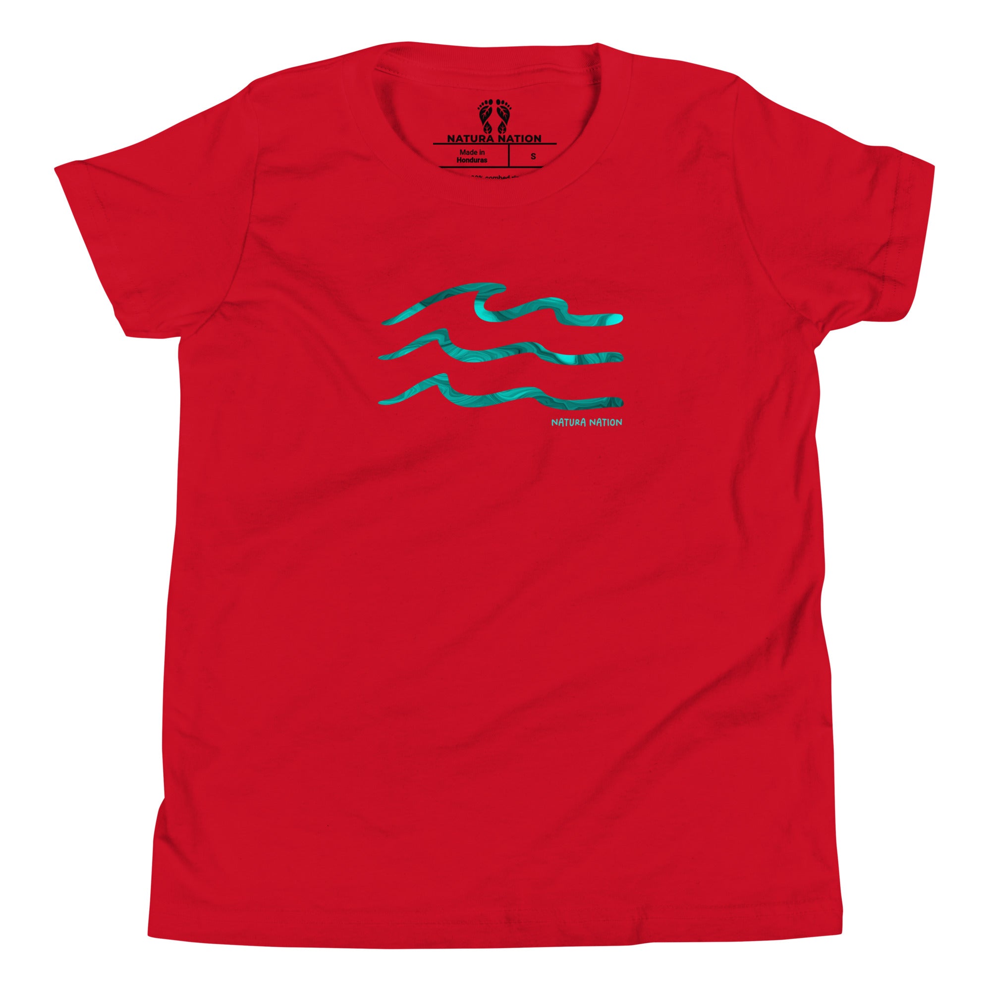 Shirt for teenagers with 3 waves, an ocean nature print.