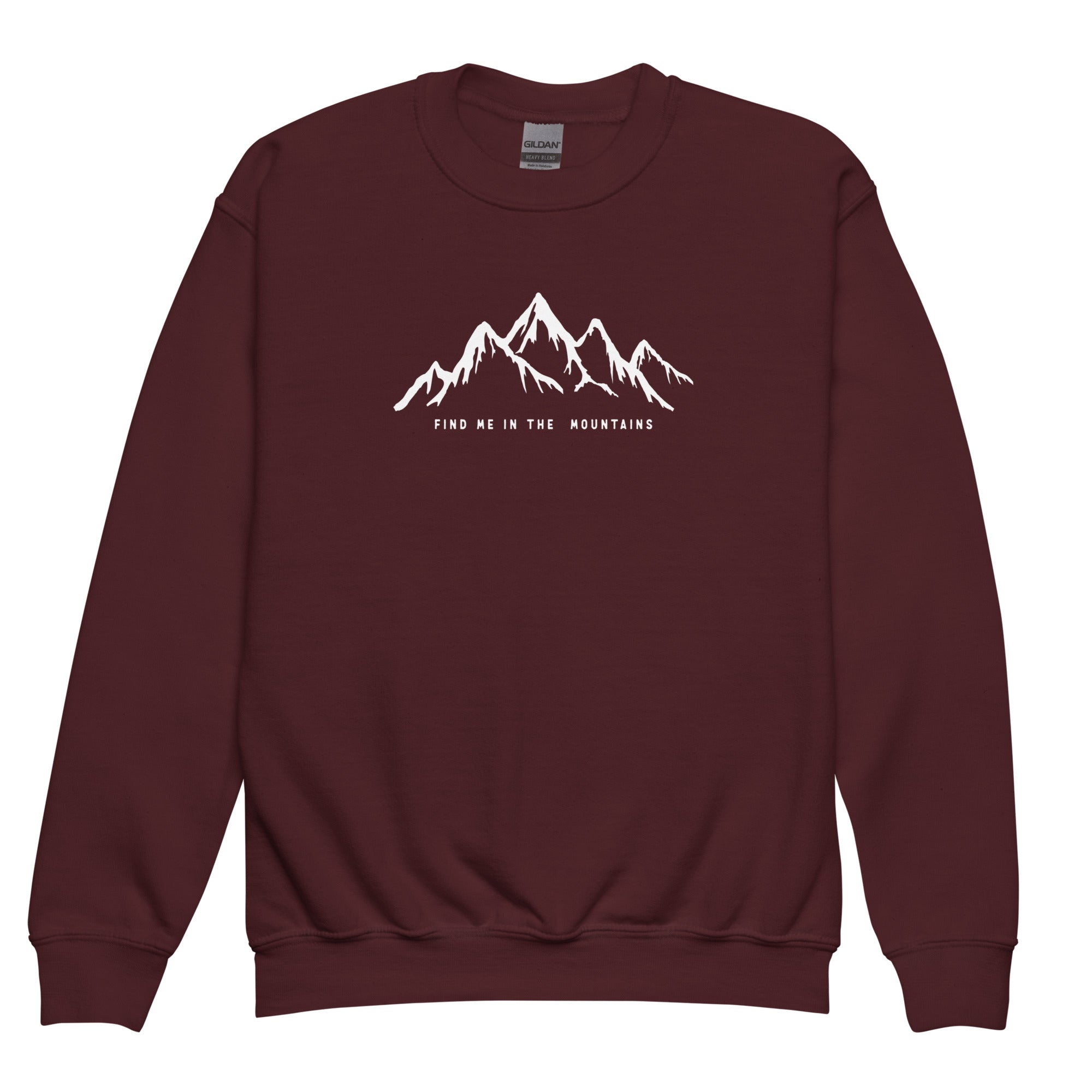Kids nature crew sweatshirt with a peak silhouette, soft and cozy fit.
