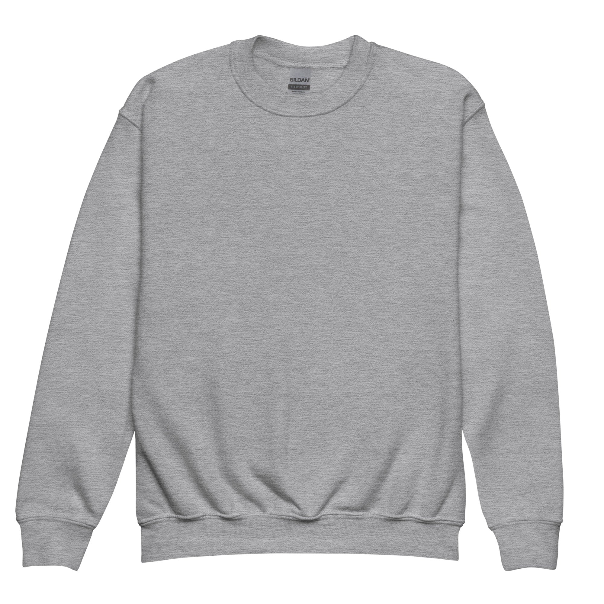 Youth crewneck sweatshirt with a clean, classic plain front for kids.