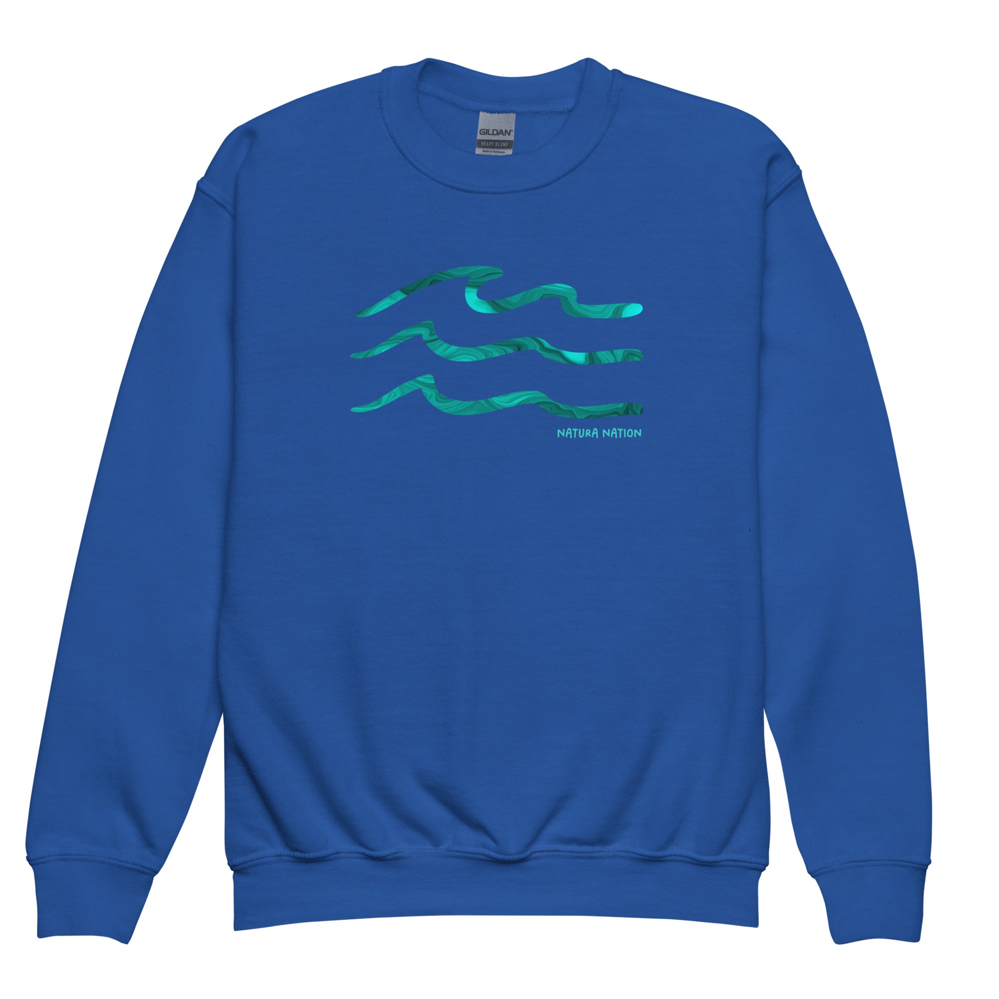 Youth wave sweatshirt with a nature sea design, cozy fleece for cooler days.