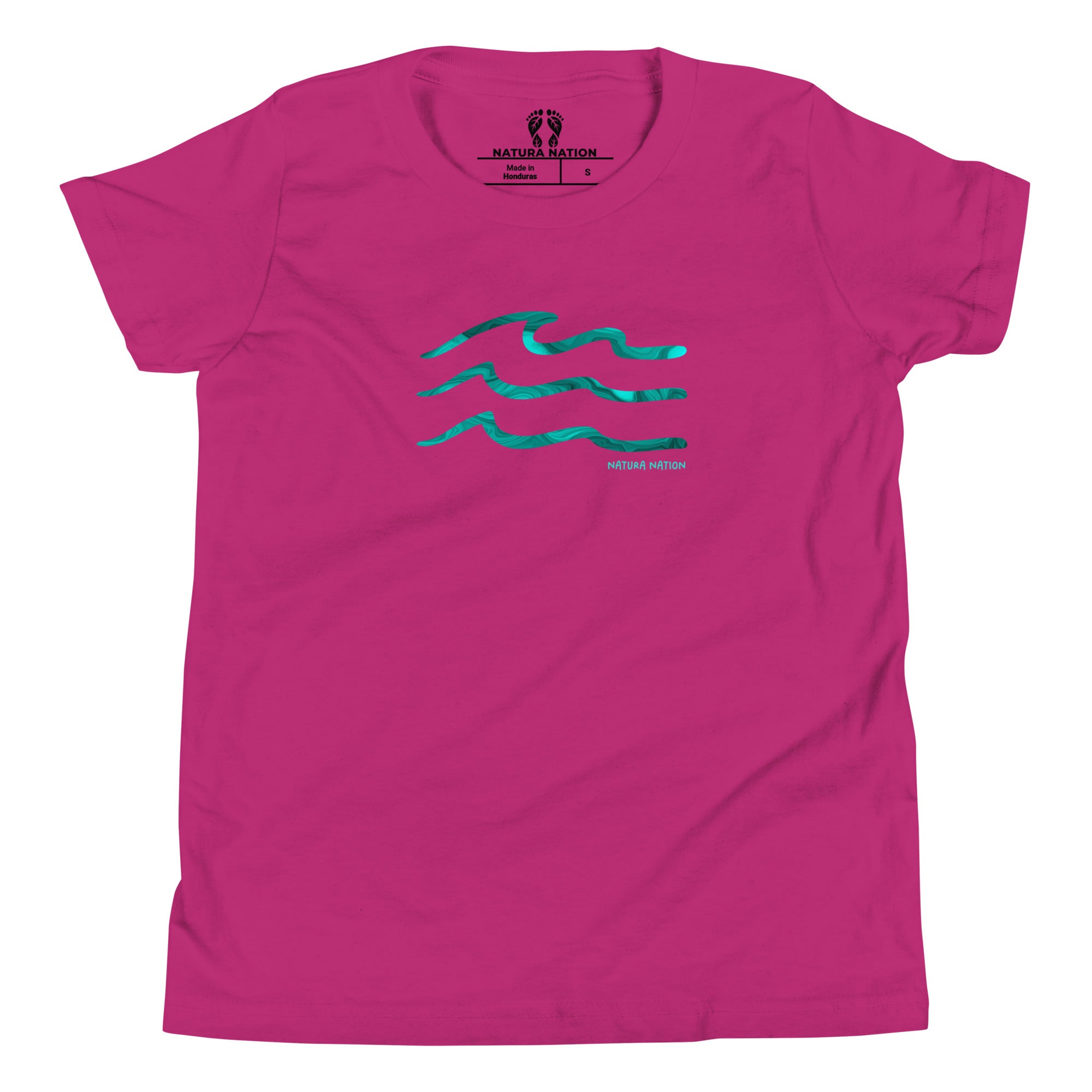 Teen ocean tee with a wave design.