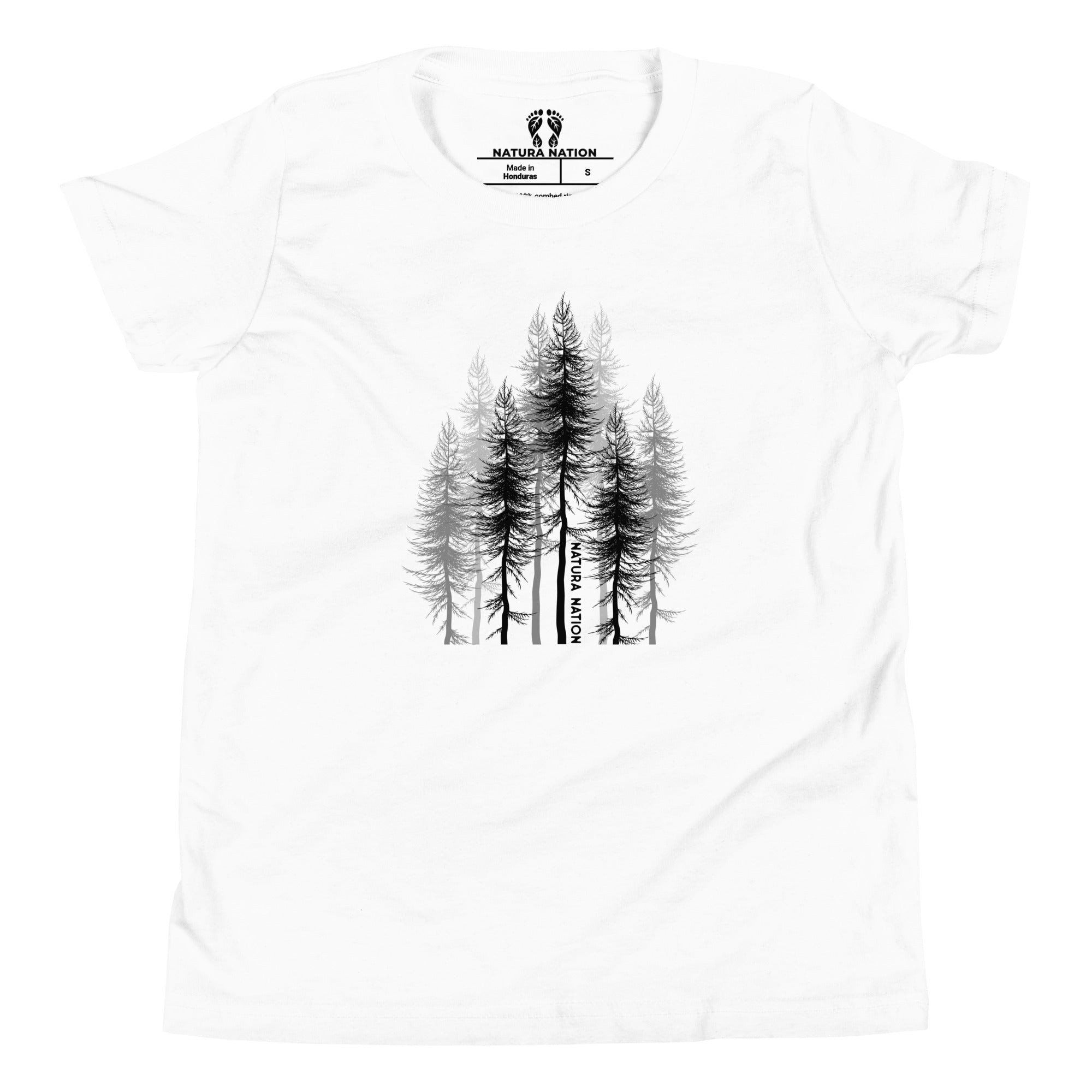 Shirt for teenagers with a nature pine tree graphic.
