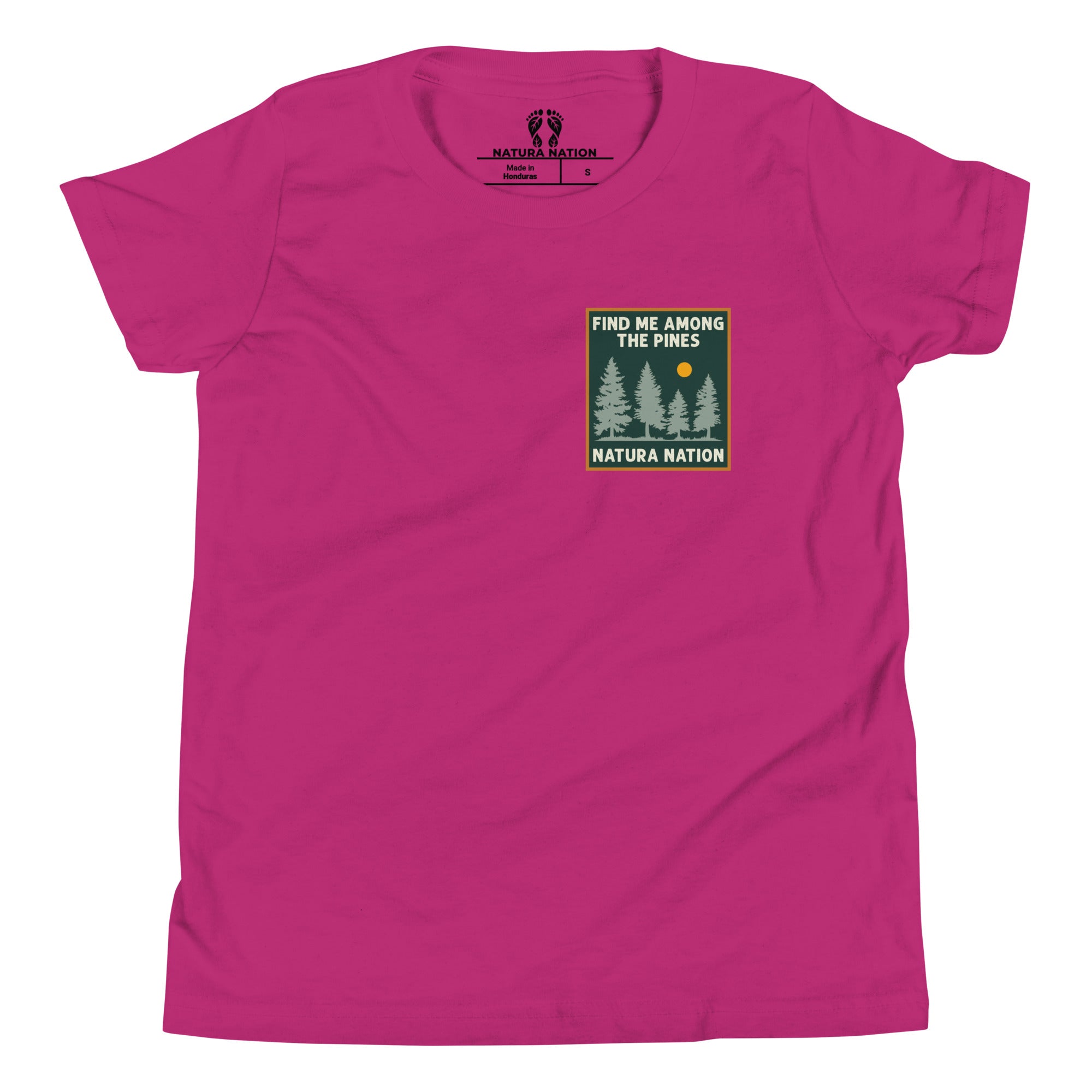 Shirt for teenagers with a nature pine tree print.