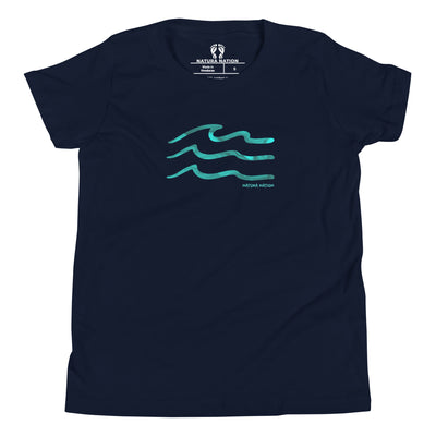 Youth ocean t-shirt with waves on the front.